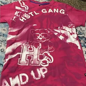 Hustle Gang Hot Pink Graphic Tee with White Print
